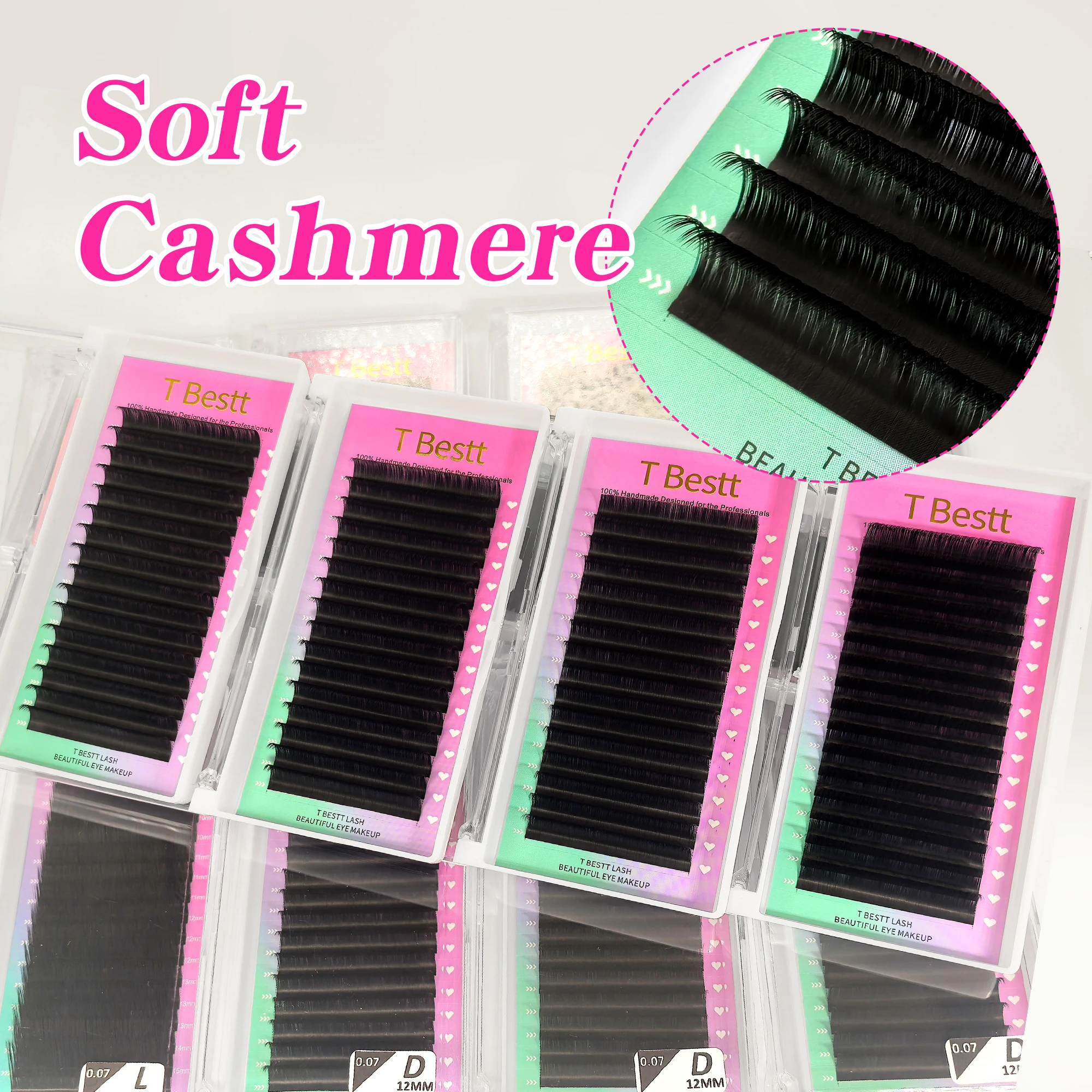 Tbestt 16rows Cashmere Individual Lashes Extensions Matte Soft ClassicVolume Eyelash Extension