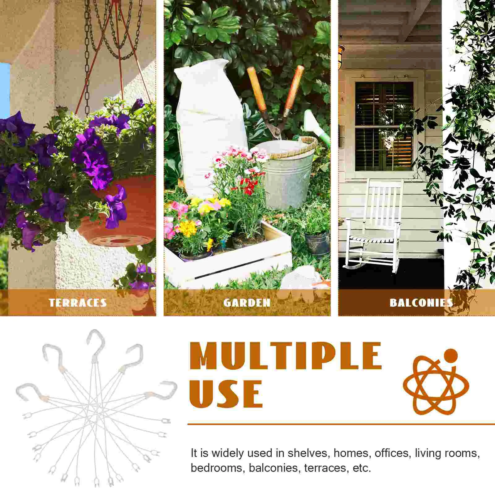 5 Pcs Hooks for Hanging Plants Succulent Flowerpot Basket Basin Water-absorbing Garden Plastic Holders White Pots Office