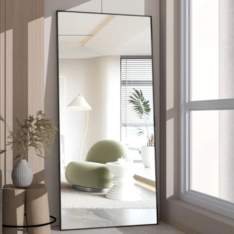 

Full Length Mirror, 65" × 24" Rectangle Floor Body Standing Mirror Hanging or Leaning, Dressing Wall-Mounted for Bedroom, Livin