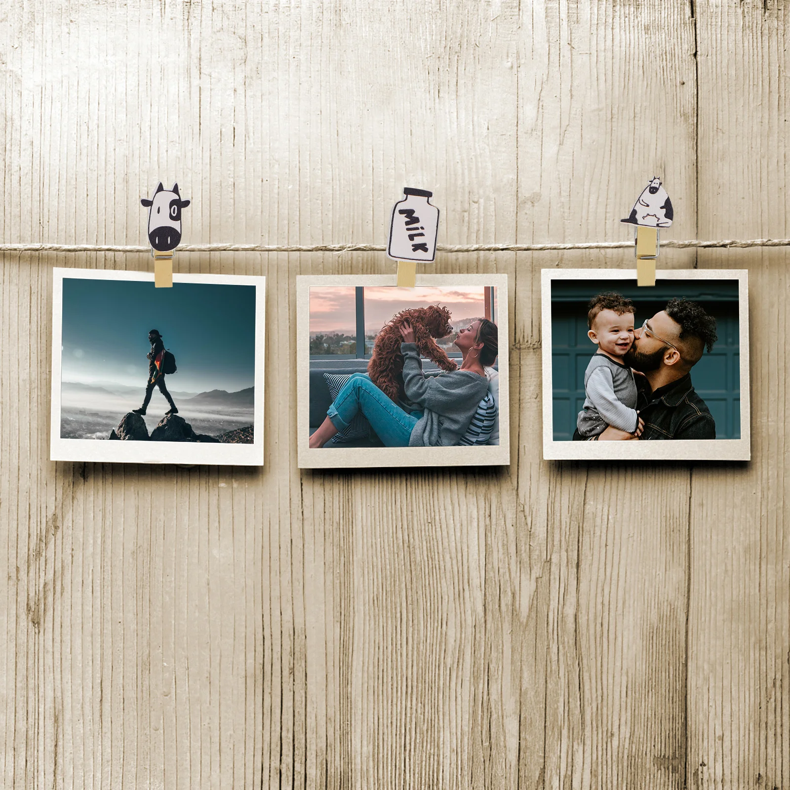 5Packs Wooden Cow DIY Picture Clips Bright Color Eye Catching Exquisite Decoration Crafts School Projects Holiday Parties