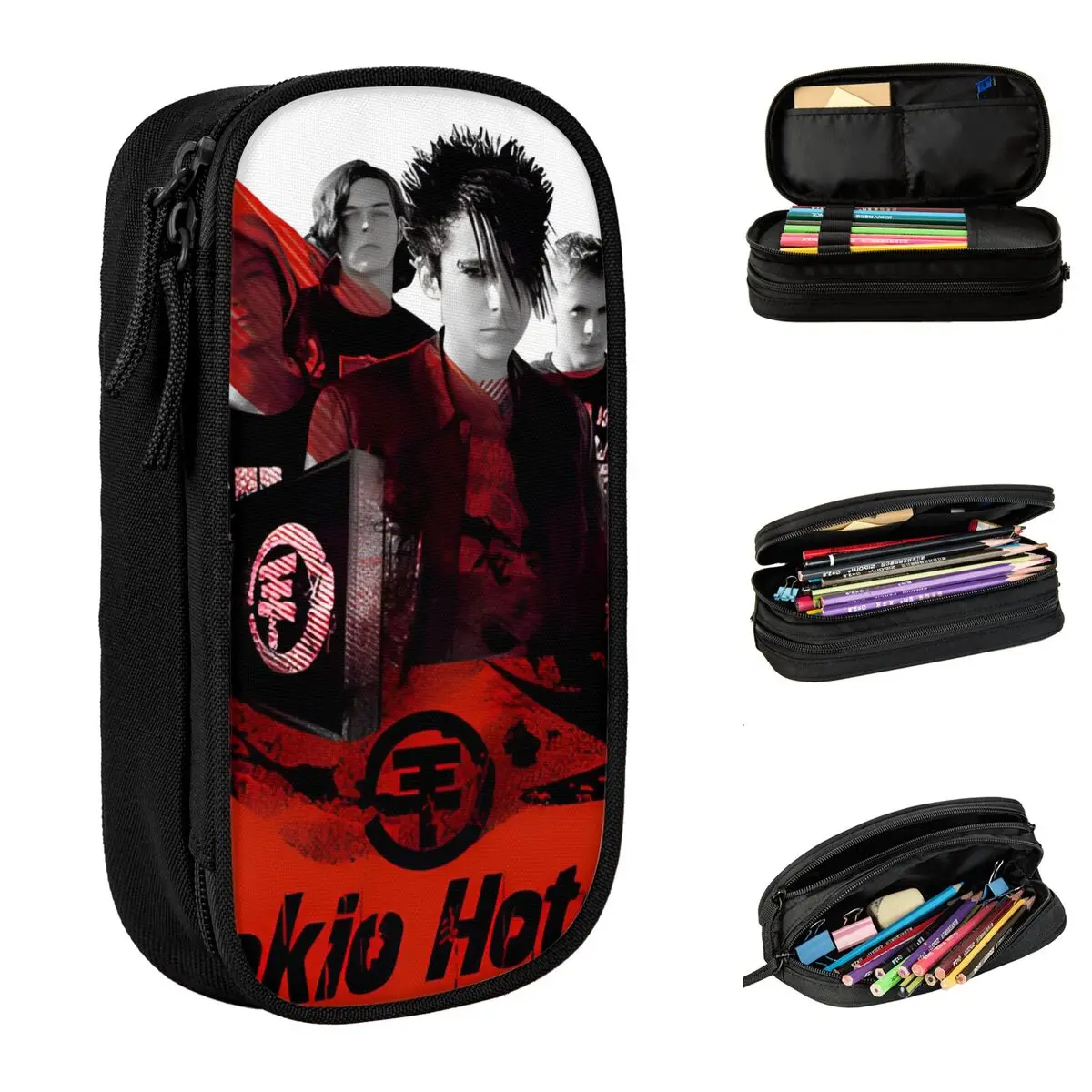 

Aesthetic Pencil Case Tokio Hotel Logo Pencil Box School Pencil Cases Kids Double Layer Custom DIY School Stationery