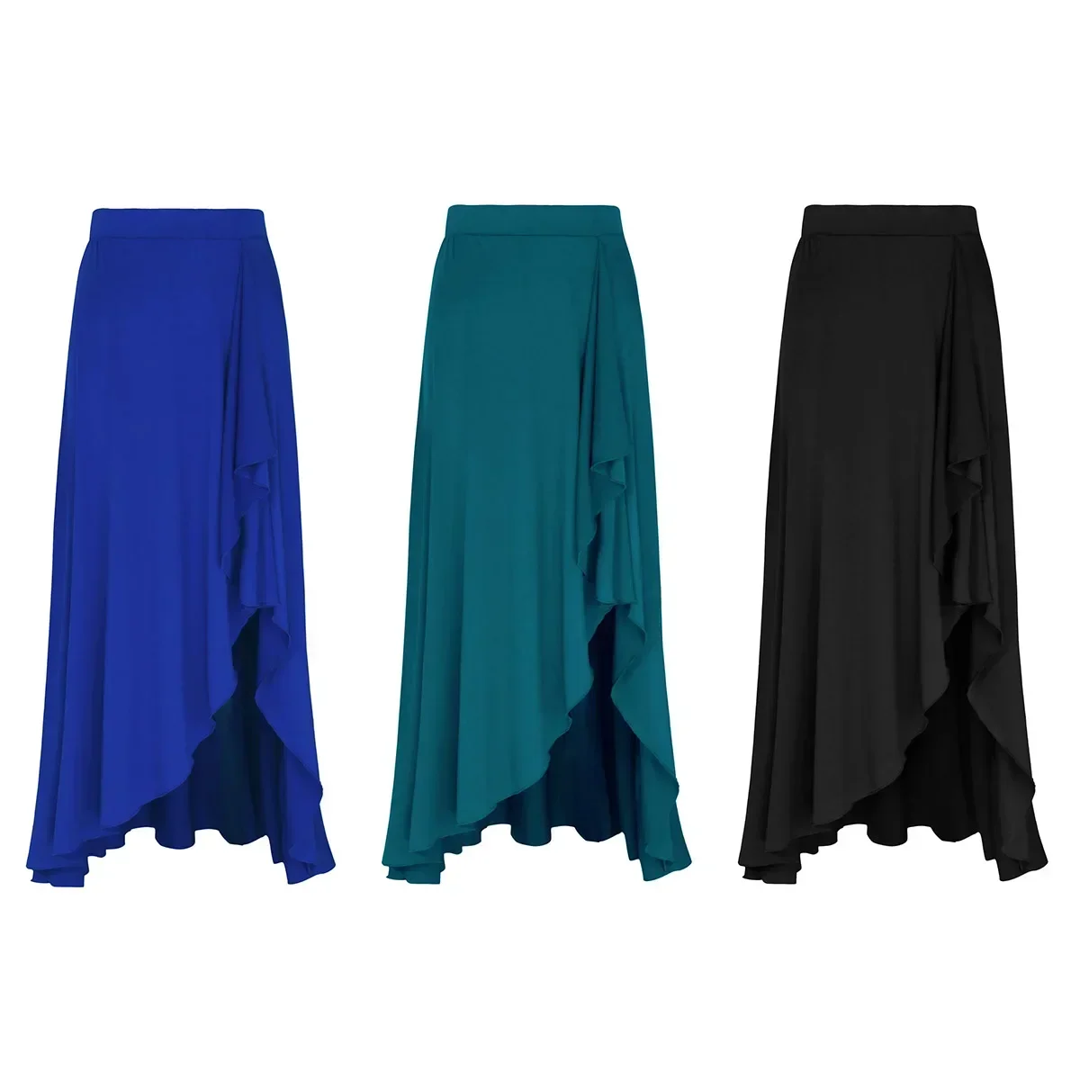 Jupe de danse irrégulière pour femmes, longue jupe de Ballet, Flamenco, danse latine, Tango, séville, Costume de danse du ventre, vêtements de danse pour filles