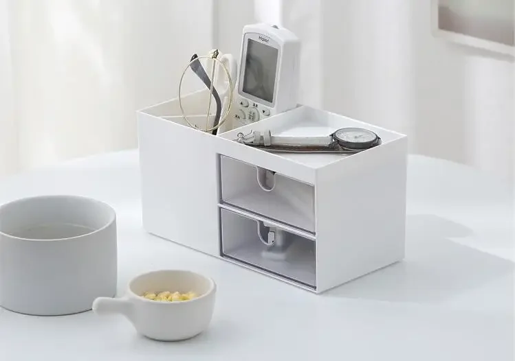 

1PC Nordic Desktop Storage Box Household Drawer Sundry Storage Cabinet Stationery Skin Care Finishing Storage Container QA 218