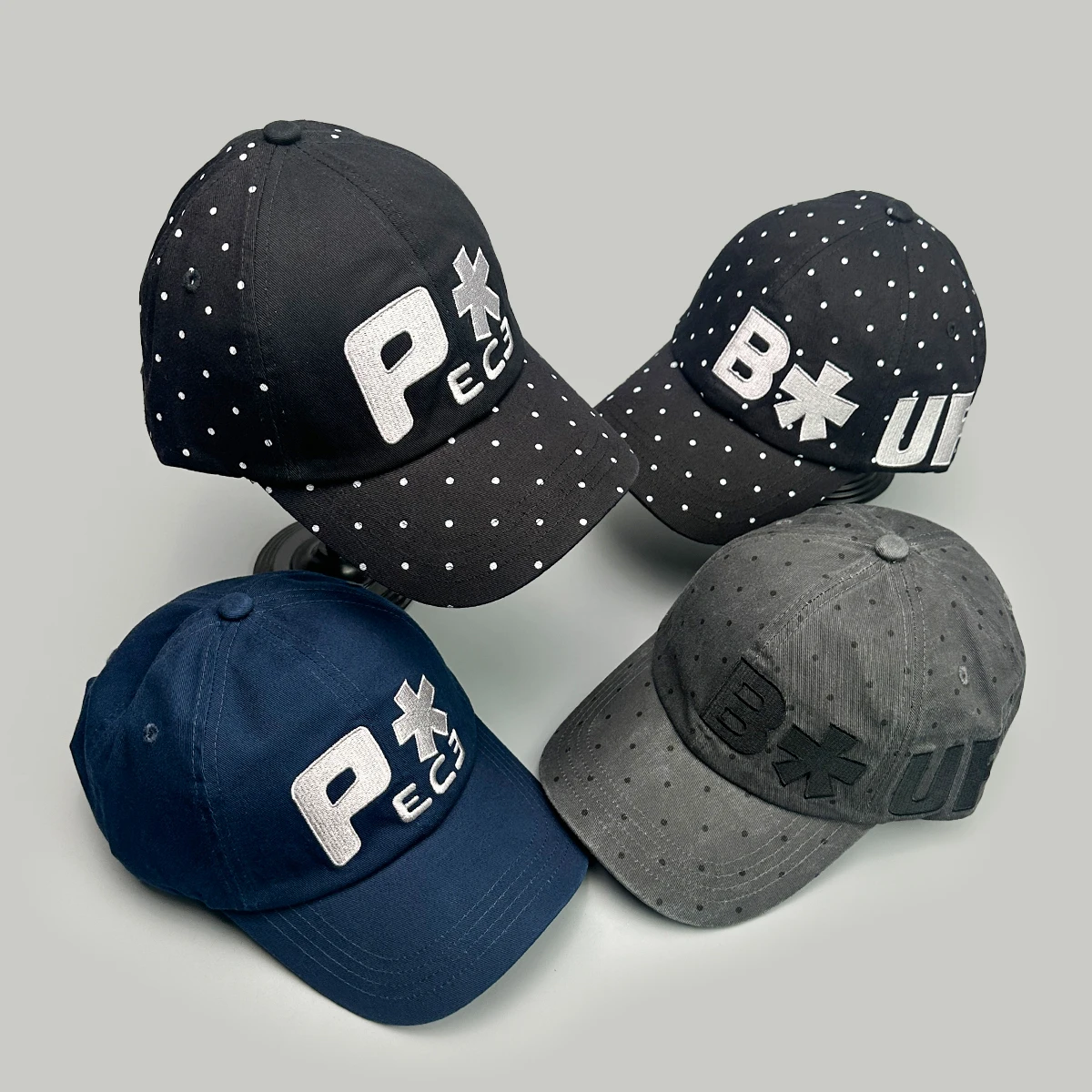 

Retro Korean Polka Dot Embroidered Letters Baseball Hats New Men Women Sunshade Personal Versatile Street Fashion Peaked Caps
