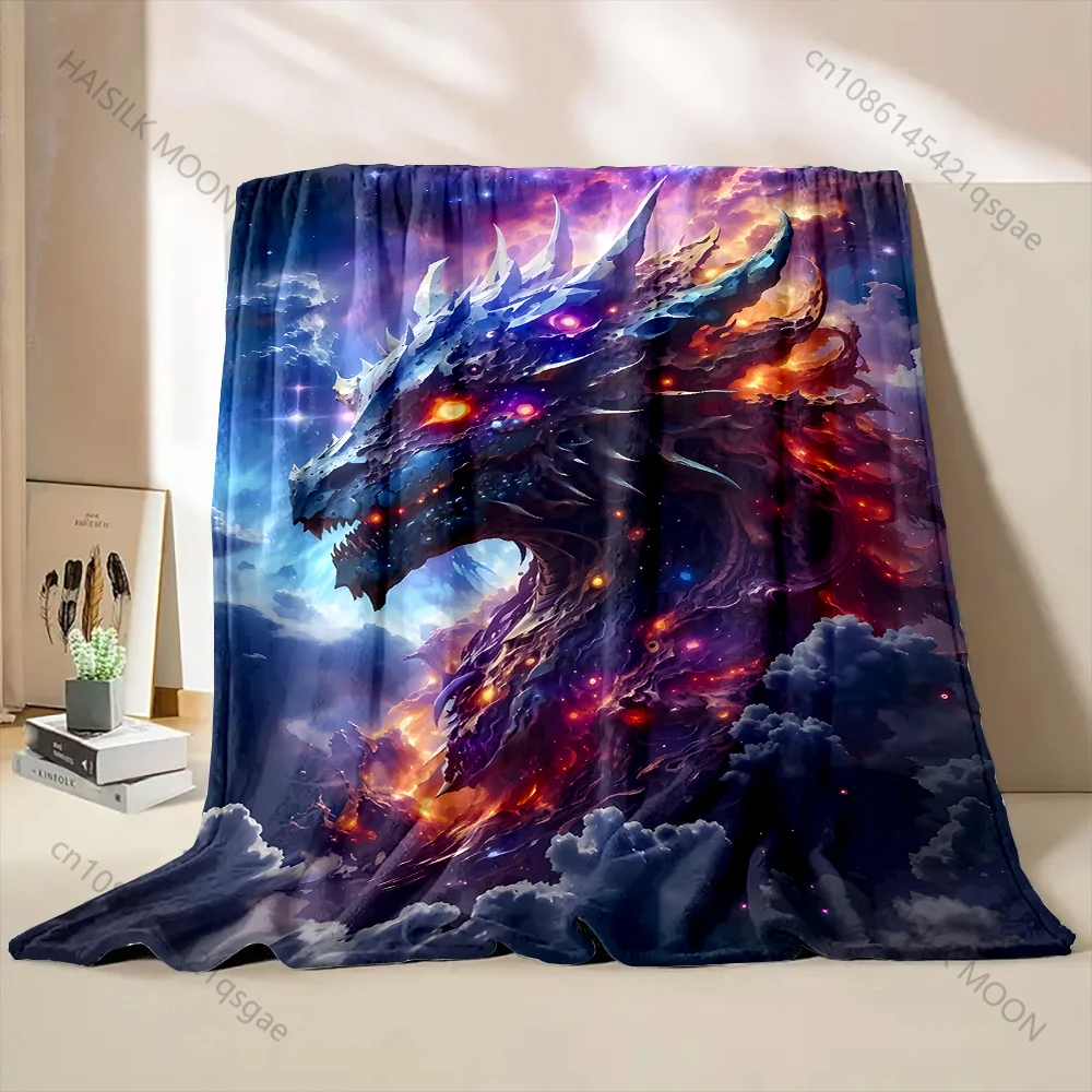Mythical fiery dragon and clouds Print Adult Children Warm Blankets Home Travel Car Soft Comfortable Suitable for all seasons
