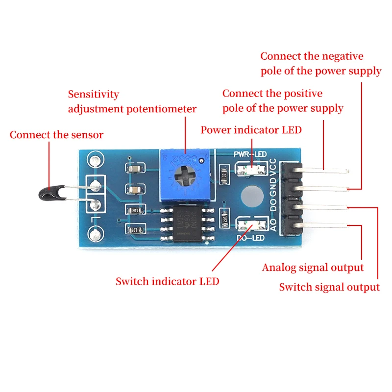 1/5/10Pcs NTC Thermistor Temperature Detect Module 3Wire 4Wire DO Digital Output Switch For Arduino Thermal Control Project