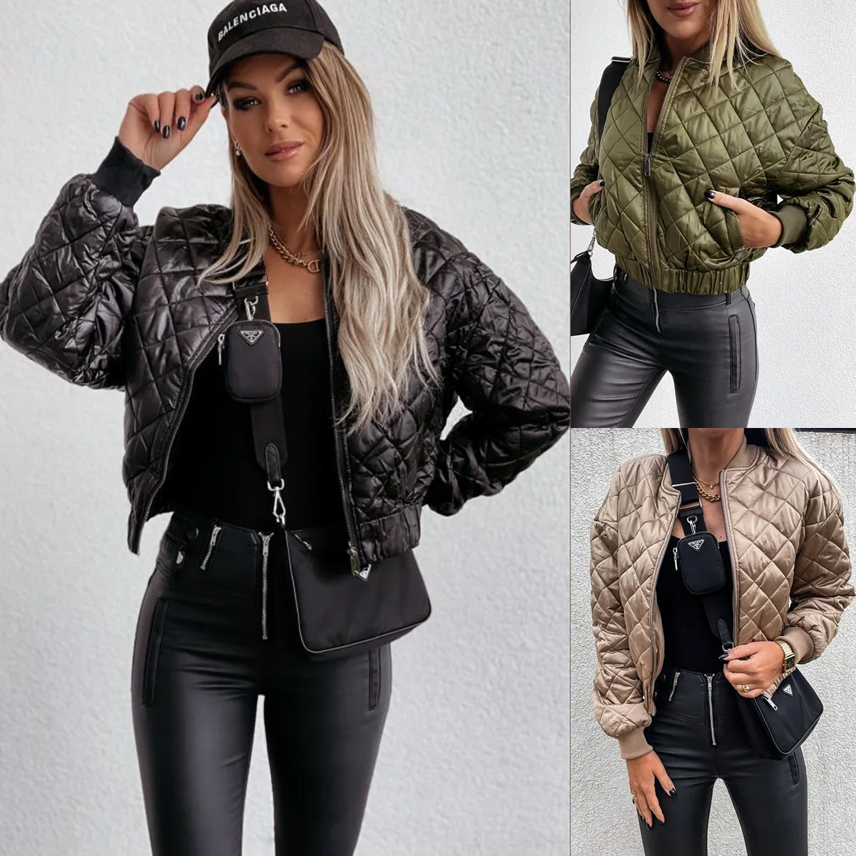 Hot Selling New Long Sleeved Solid Color Short Zipper Jacket Cotton Jacket for Women