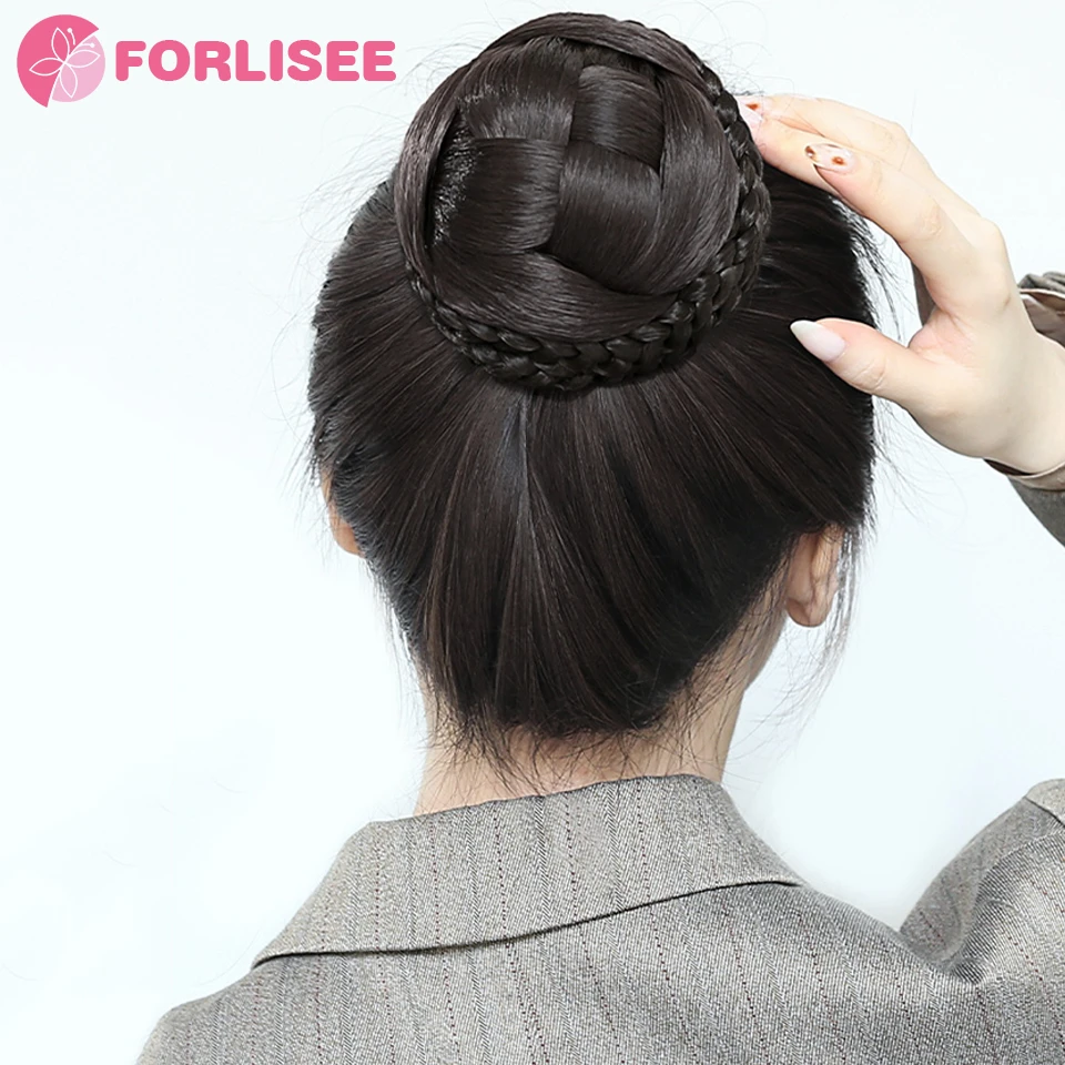 FORLISEE Synthetic Wan Zi Tou Wig Female Qianjin Princess Head Clamping Clip Ancient Style Wig Headband Decoration Wig Hair Ring