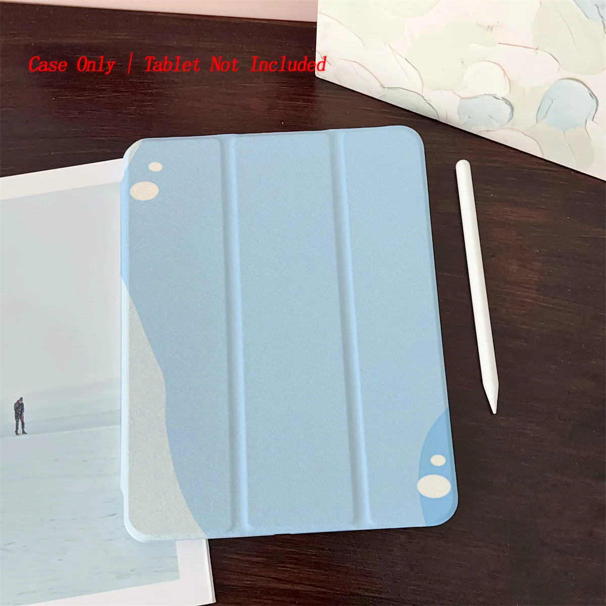 

Minimalist Blue & White Solid Color iPad Case For Apple iPad Pro 11/12.9 Air 4/5 Mini 6 10th Gen Cover