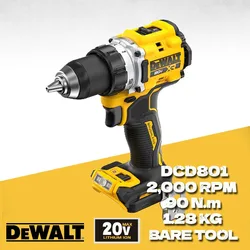 DEWALT DCD801 Cordless Compact Driver Drill 20V Brushless Motor Rechargeable Screwdriver Power Tools Dewalt DCD801B