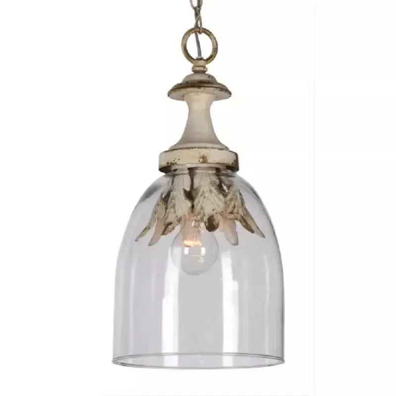 

American retro old simple creative personality transparent glass chandelier bedroom dining room princess room single 조명 اضاءه