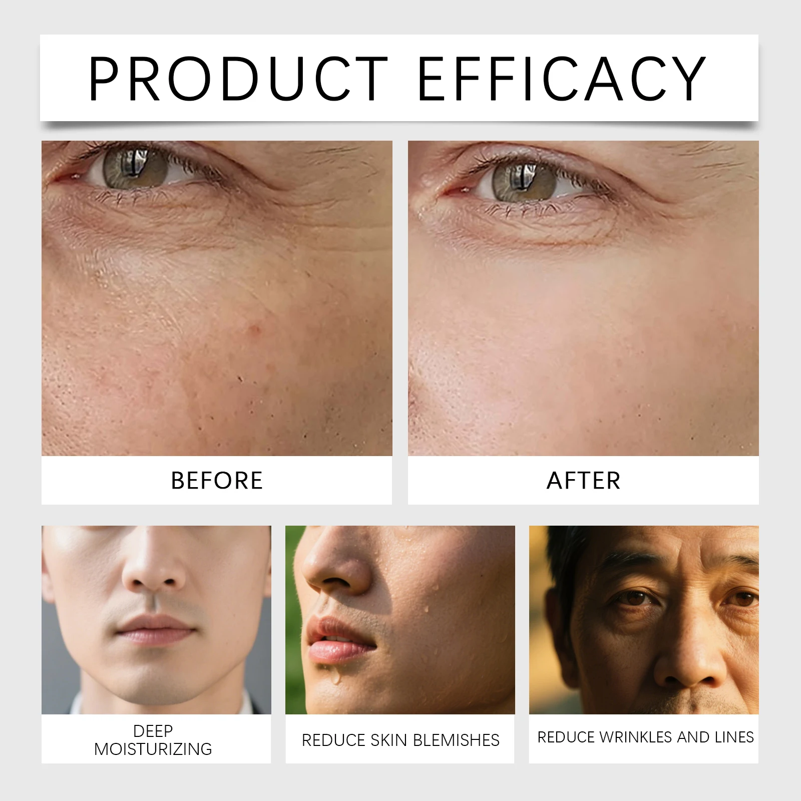 Men's Hydrating Facial Serum,Deep Hydration&Firming&Anti Wrinkle,Post Shave Relief,Lightweight&Non Greasy,All-in-One Efficiency