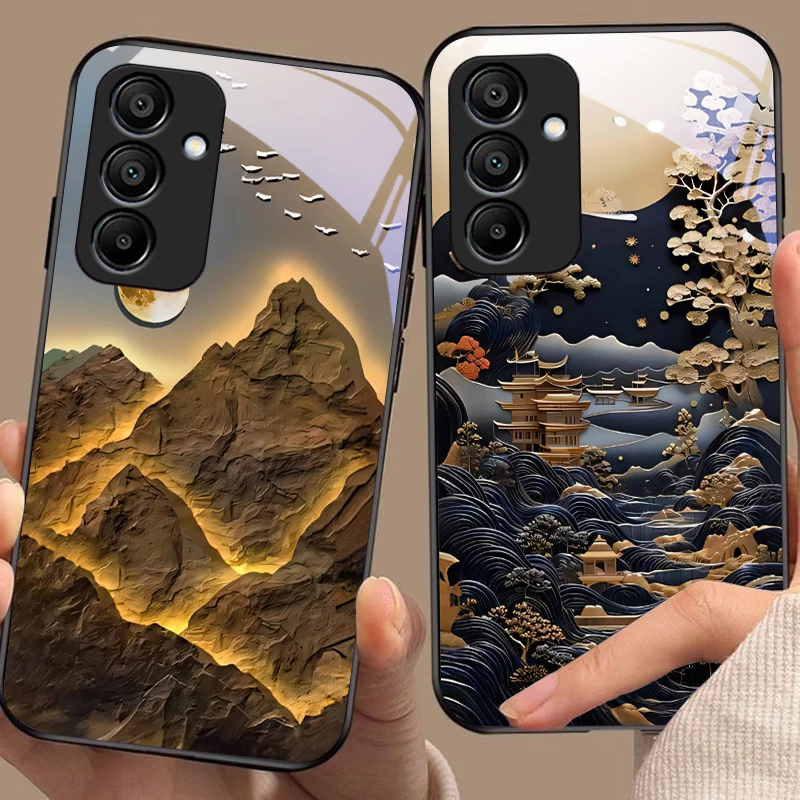 

Jubao Basin Water For Samsung Galaxy A15 5G 54 4G 51 50 24 35 90 71 12 51 53 52S 80 22 34 Black Tempered Glass Phone Case