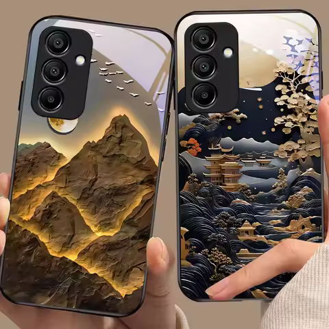 Jubao Basin Water For Samsung Galaxy A15 5G 54 4G 51 50 24 35 90 71 12 51 53 52S 80 22 34 Black Tempered Glass Phone Case