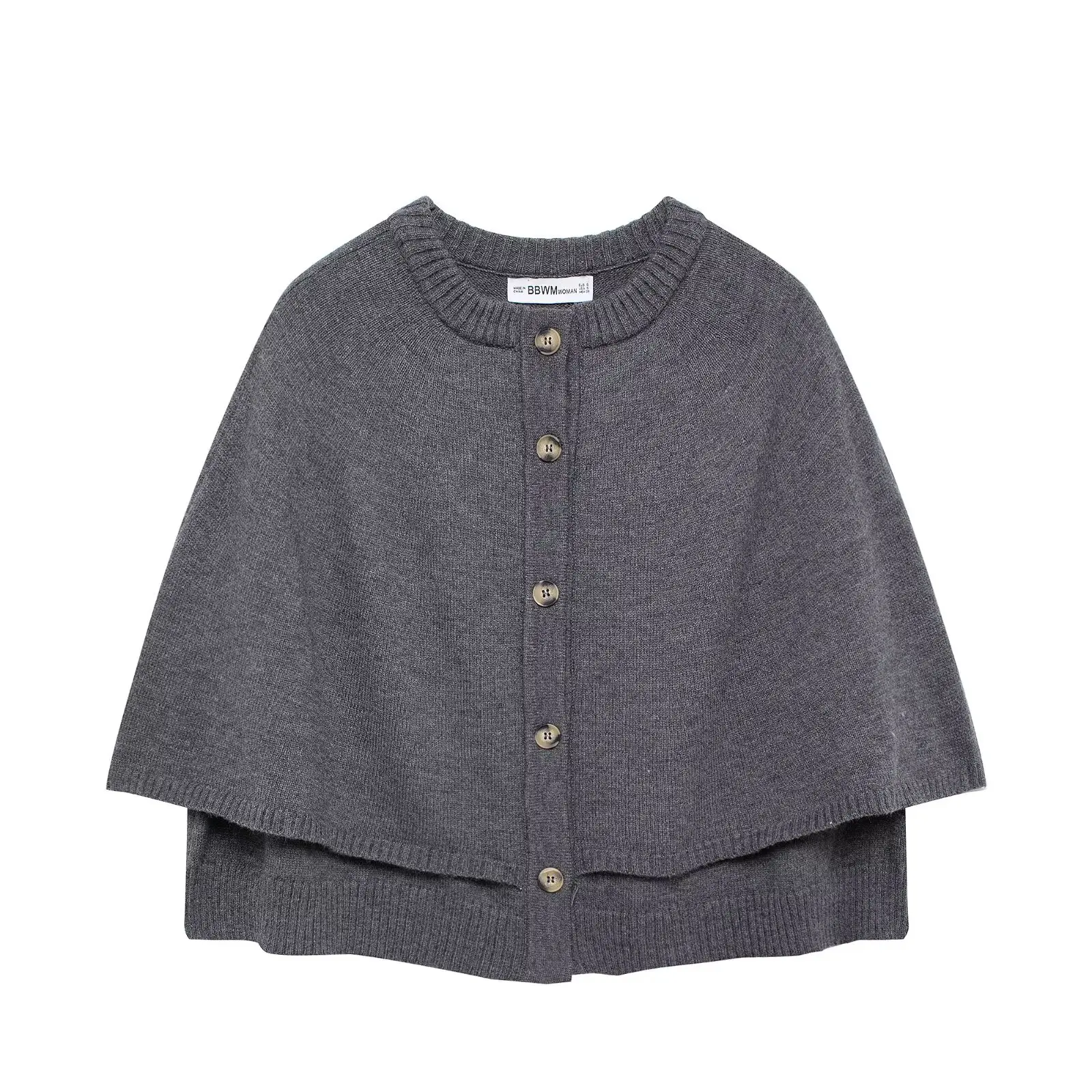 Zevity Women O Neck Solid Color Breasted Cloak Knitting Sweater Jacket Female Chic Cape Design Leisure Coats Chic Tops CT9542
