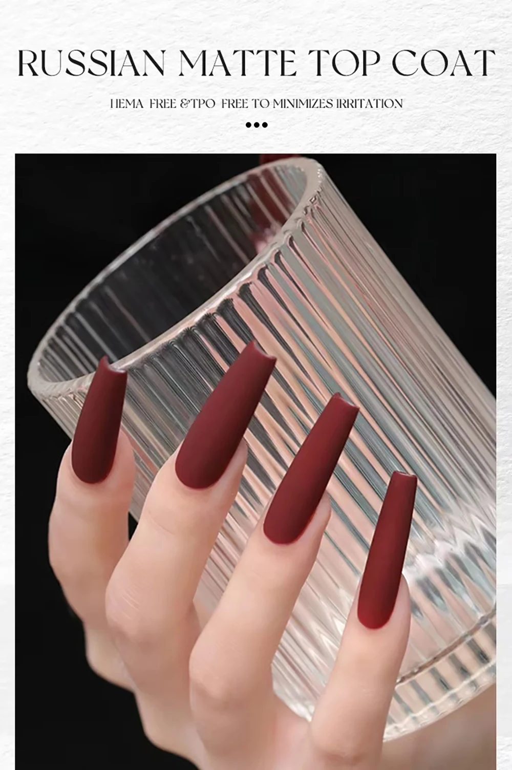 Vendeeni TPO HEMA FREE Russischer Matter Top Coat Semi-Permanenter UV Soak Off Gel Nagellack Mattierter Nicht-Klebender Puder-Matter Top Coat – Detail 6
