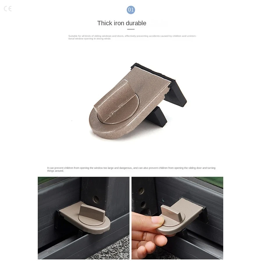 No-Drill Sliding Door Lock Child Safety Lock for Sliding Windows High-Rise Anti-Fall Limiter Anti-Theft Safety Latch