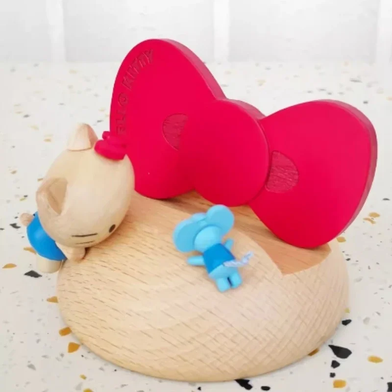 

Sanrio Hello Kitty мультяшное украшение для стола, настольный держатель, подставка, милая модель из цельного дерева, игрушка для девочек, подарки на день рождения, Рождество