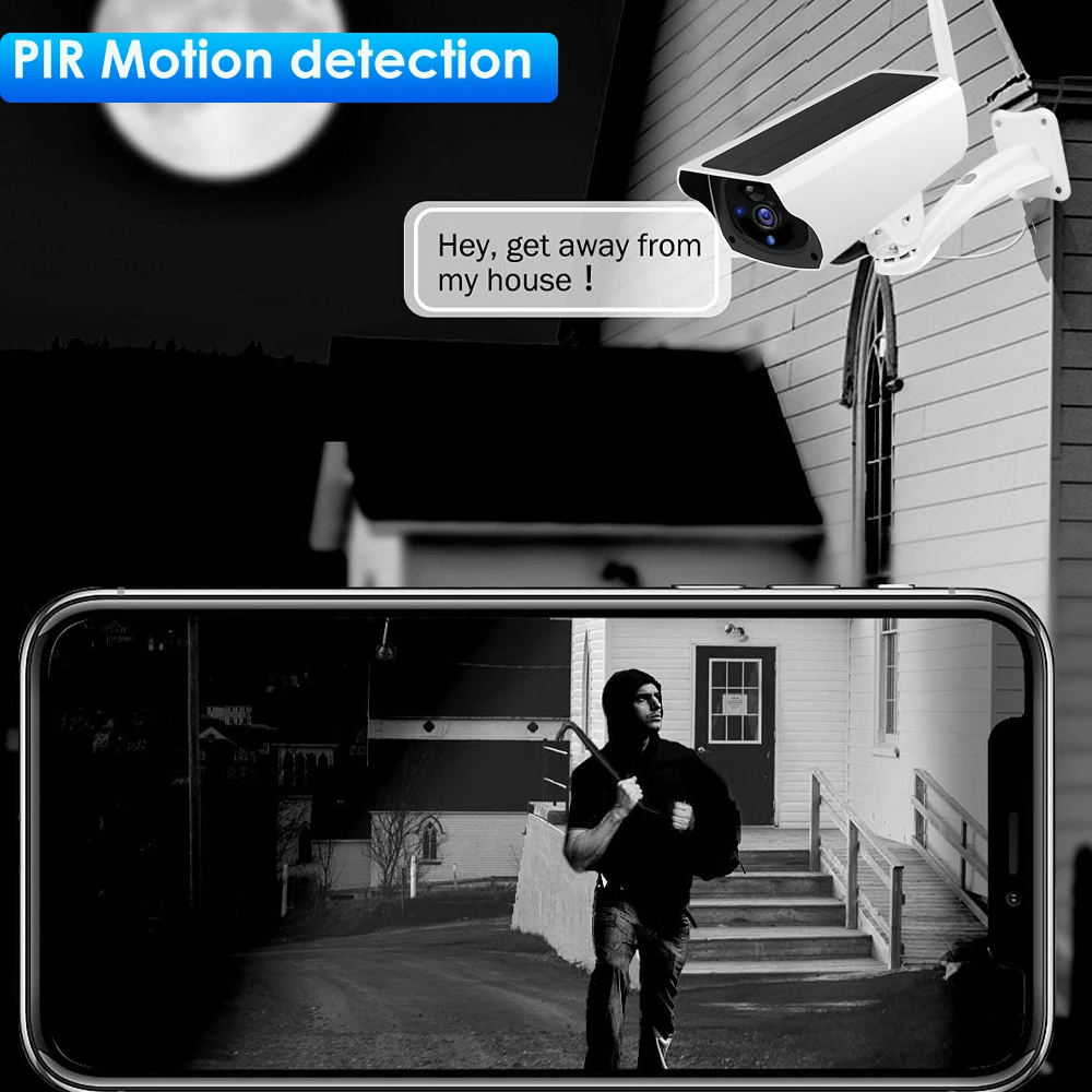 Wifi Surveillance Camera With Solar Panel 1080p Wireless Outdoor Ip Camera Home Security 4x Zoom Wide Angle P2p