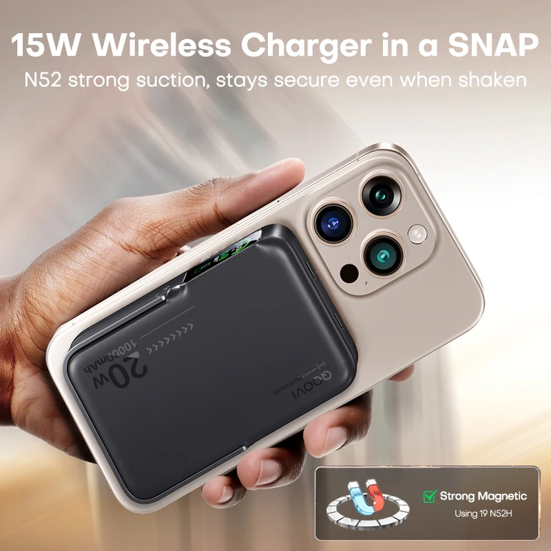 QOOVI Qi2 10000mAh Wireless Power Bank - Fast Charging Charger