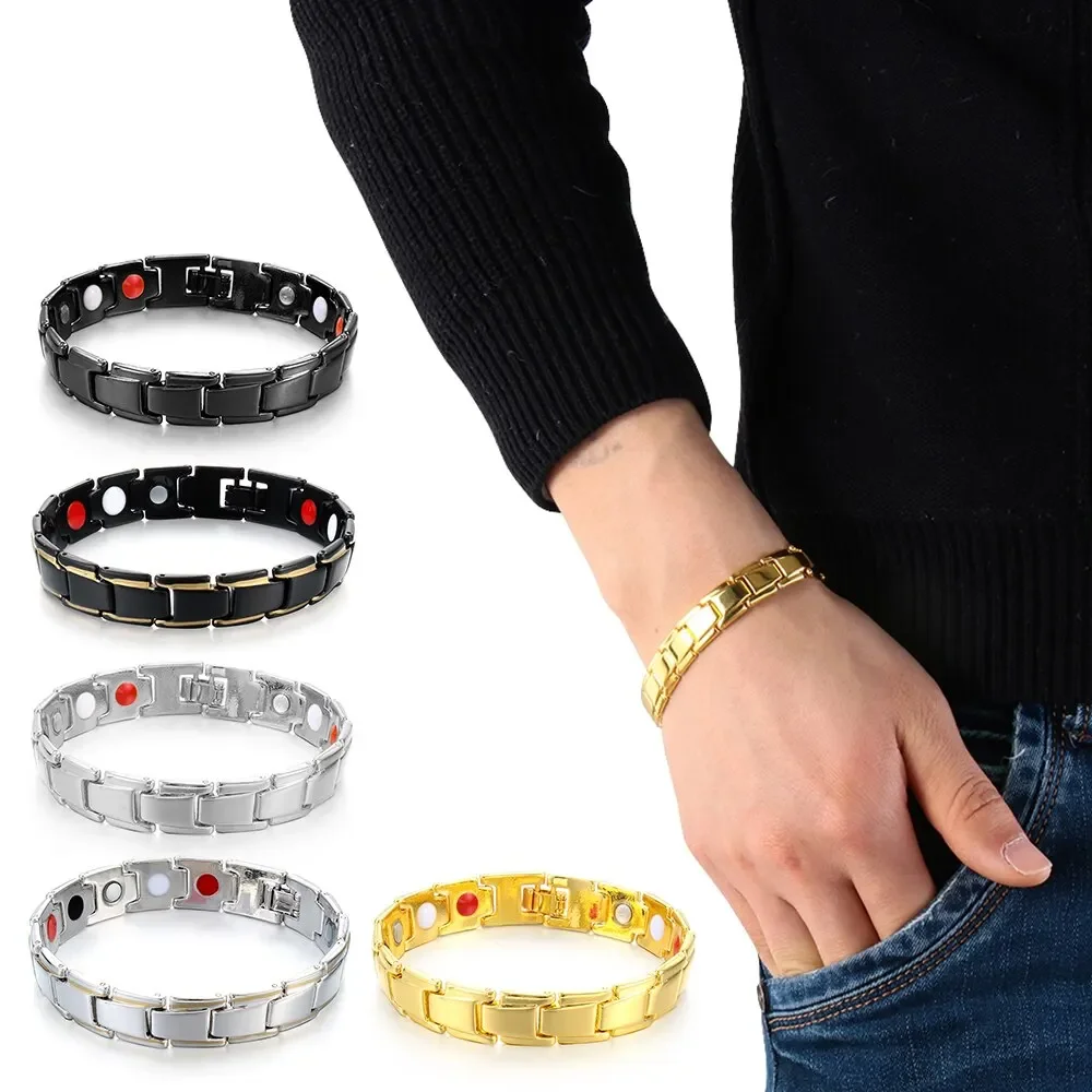 Fashion Round Detachable Magnetic Bracelets For Men Women Gold Silver Magnetic Therapy Metal Bracelet Party Daily Jewelry