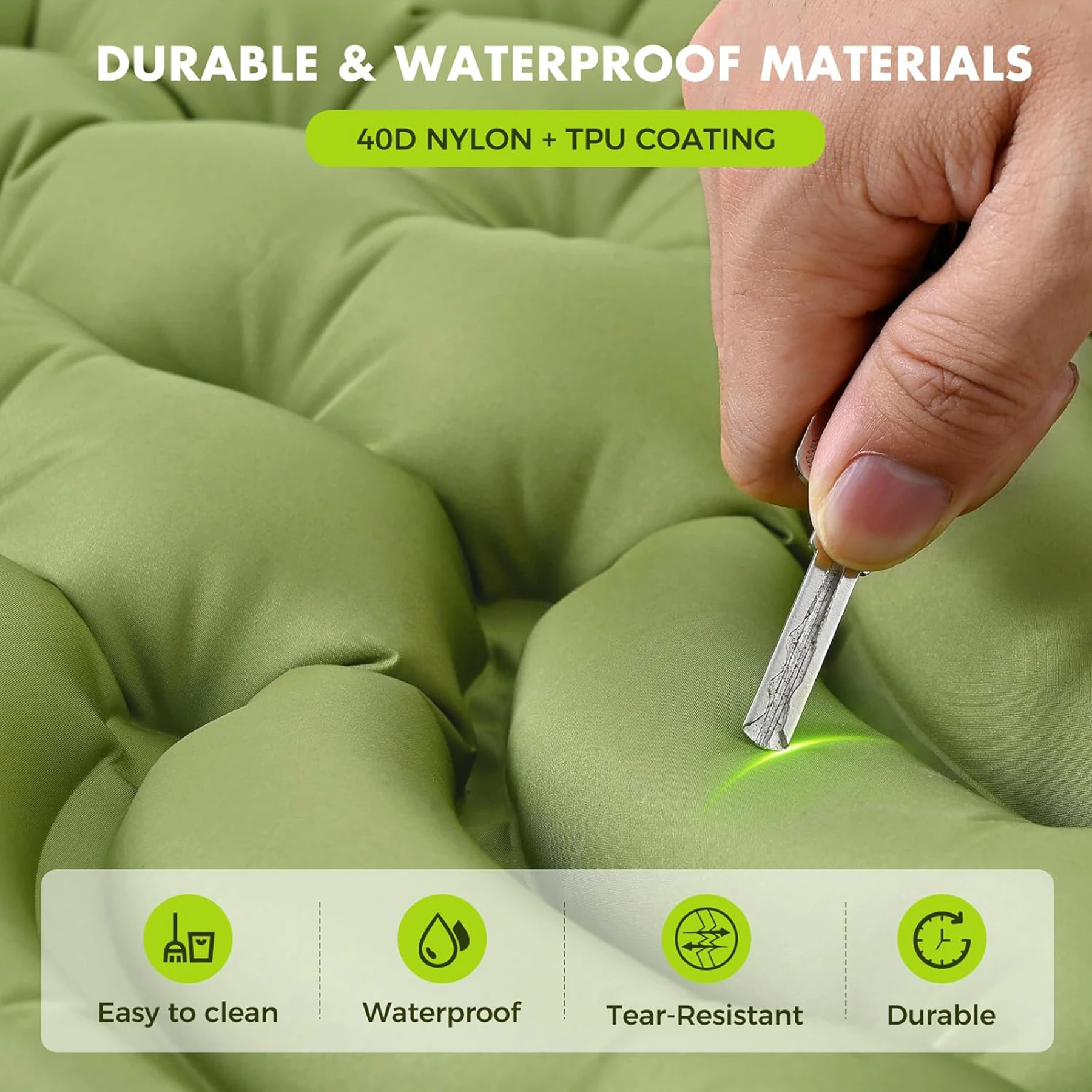  Camping Sleeping Pad,Double Sleeping Pad for 2 Person with Pillow Built-in Foot Pump Inflatable Sleeping Mat for Tent