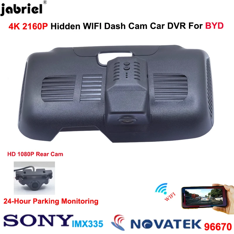 Jabriel 4K WiFi Car DVR Driving Video Recorder For 2018 2019 2020 2021 2022 2023 BYD Tan Tang EV DM DM-p DM-i Dash Cam Camera