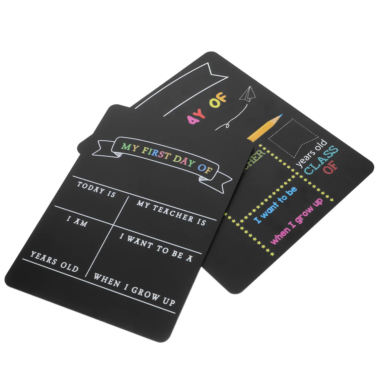 2pcs Double Sided Chalkboard Sign Waterproof Wood Back To School Day Board Preschool Kindergarten Reusable Writable
