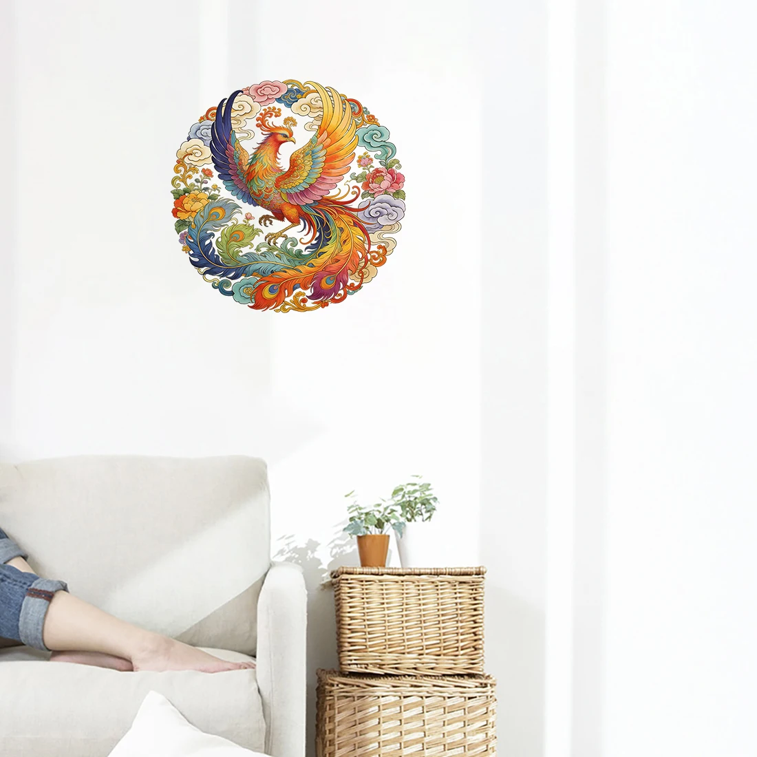 Three Ratels CEE132  Beautiful colorful phoenix wall stickers for home decoration car decals