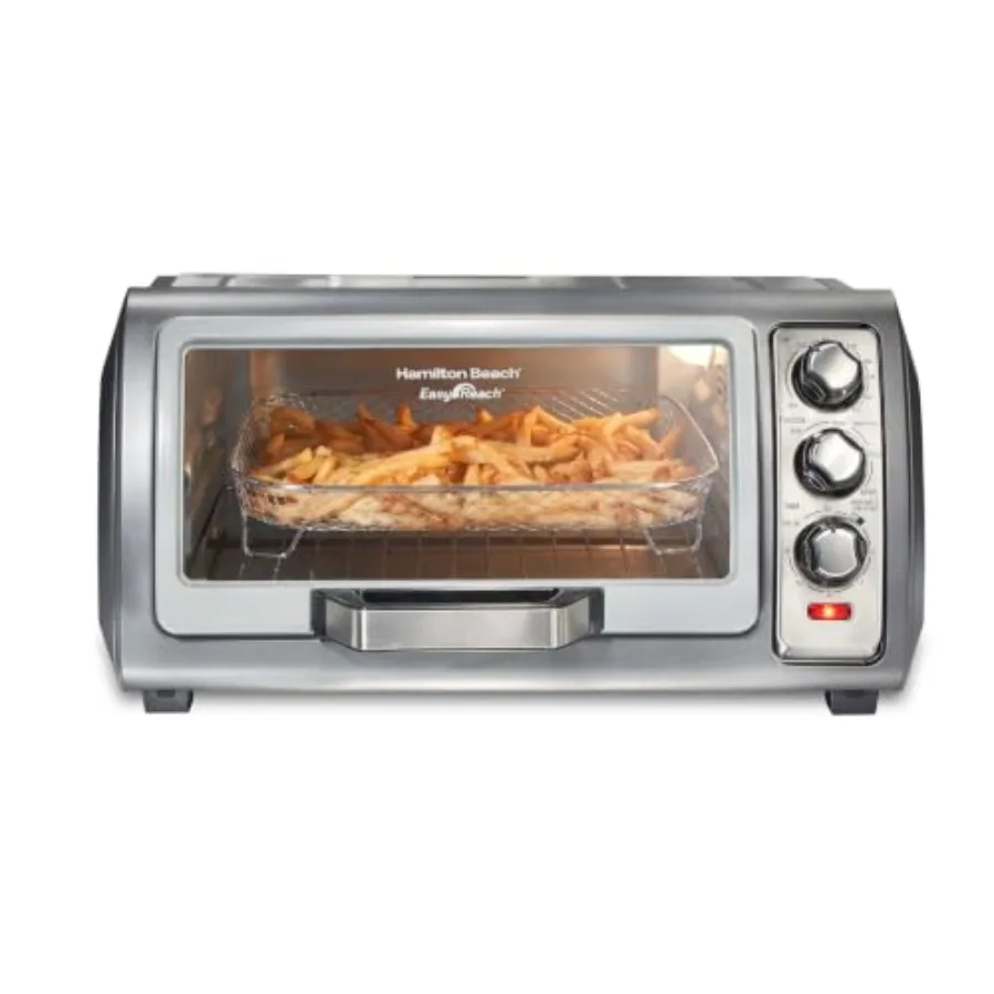 Easy Reach 6 Slice Countertop Air Fryer Toaster Oven Combo for kitchen use, stainless steel, black, extra-wide slot and rapid a
