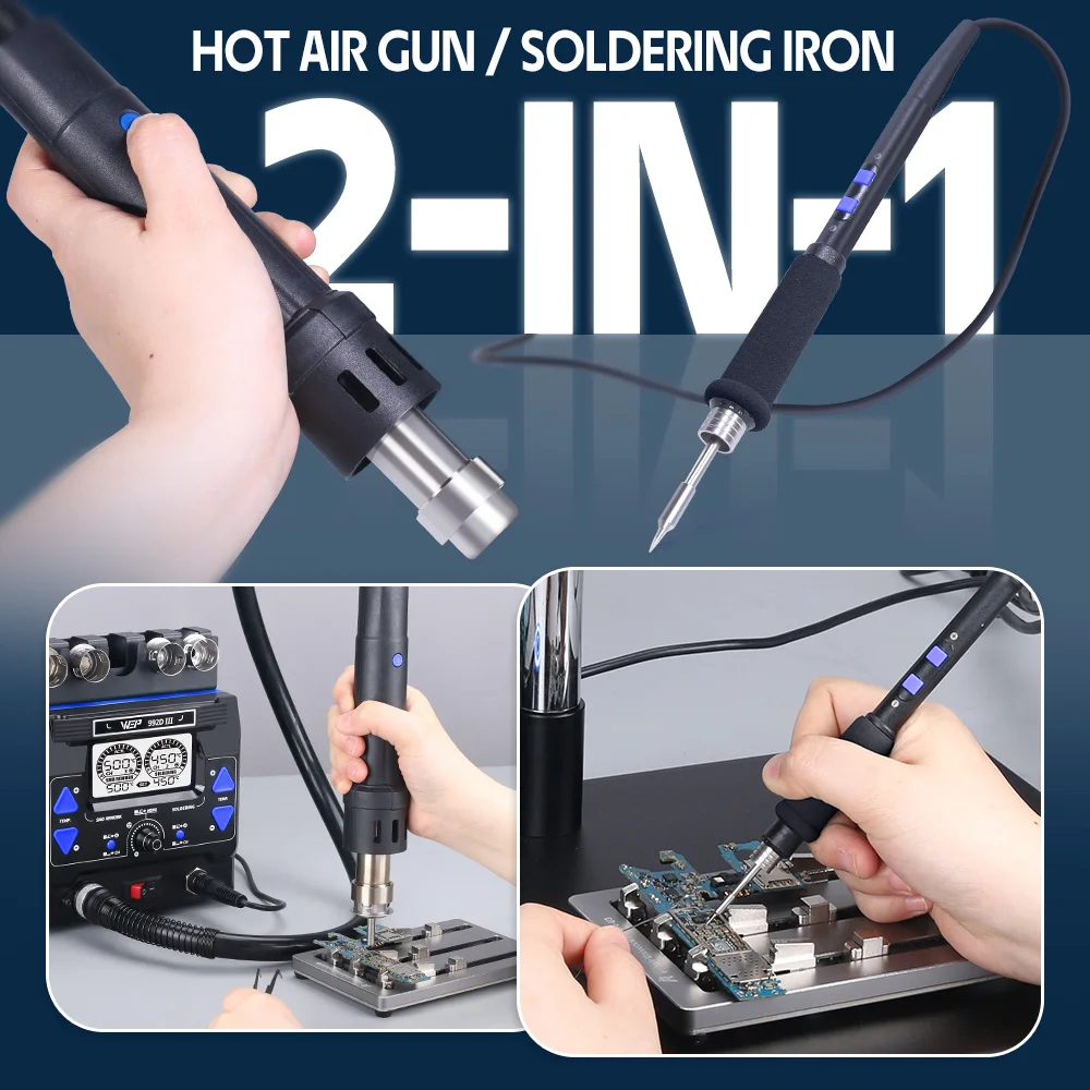 WEP 992D-III Precision Soldering Station 1220W With Hot Air Gun Micro Soldering Iron Rework Station For Cell-Phone PCB IC Repair