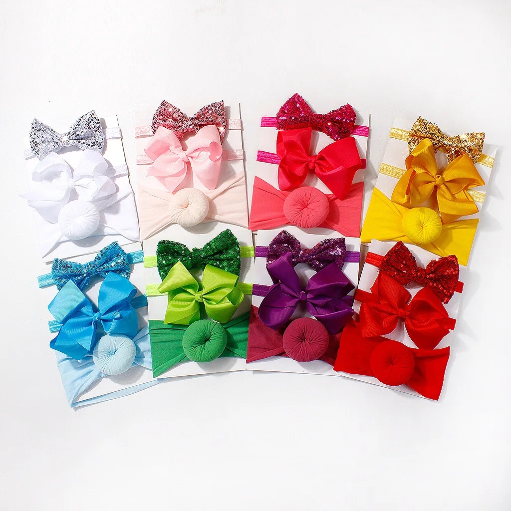 

New Stretchy Baby Headband Set Cute Children's Three-Piece Headband Set Soft Baby Combo for All Seasons
