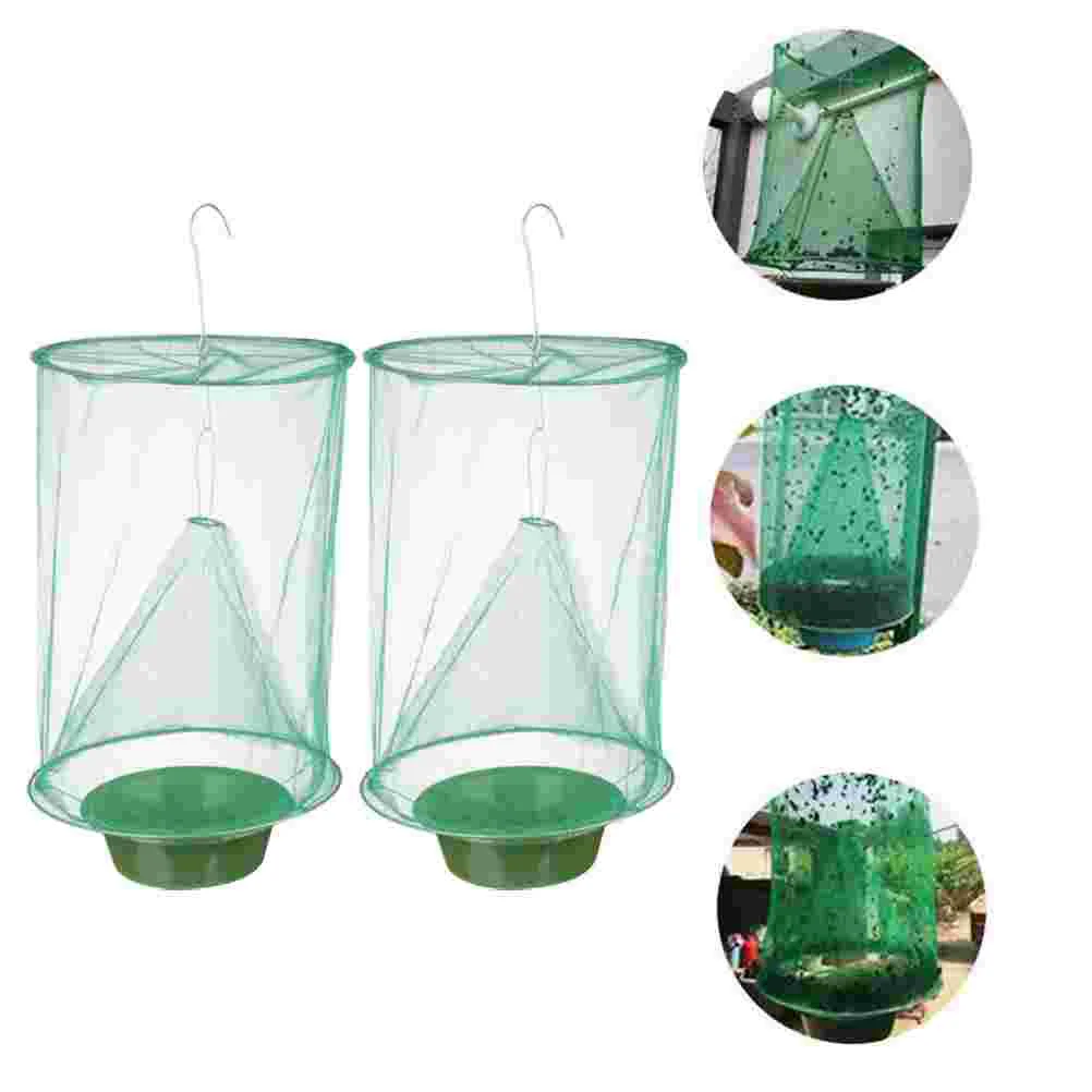 

3 Pcs Hanging Flytrap Net Catching Cage Folding Type Catcher Green Cages