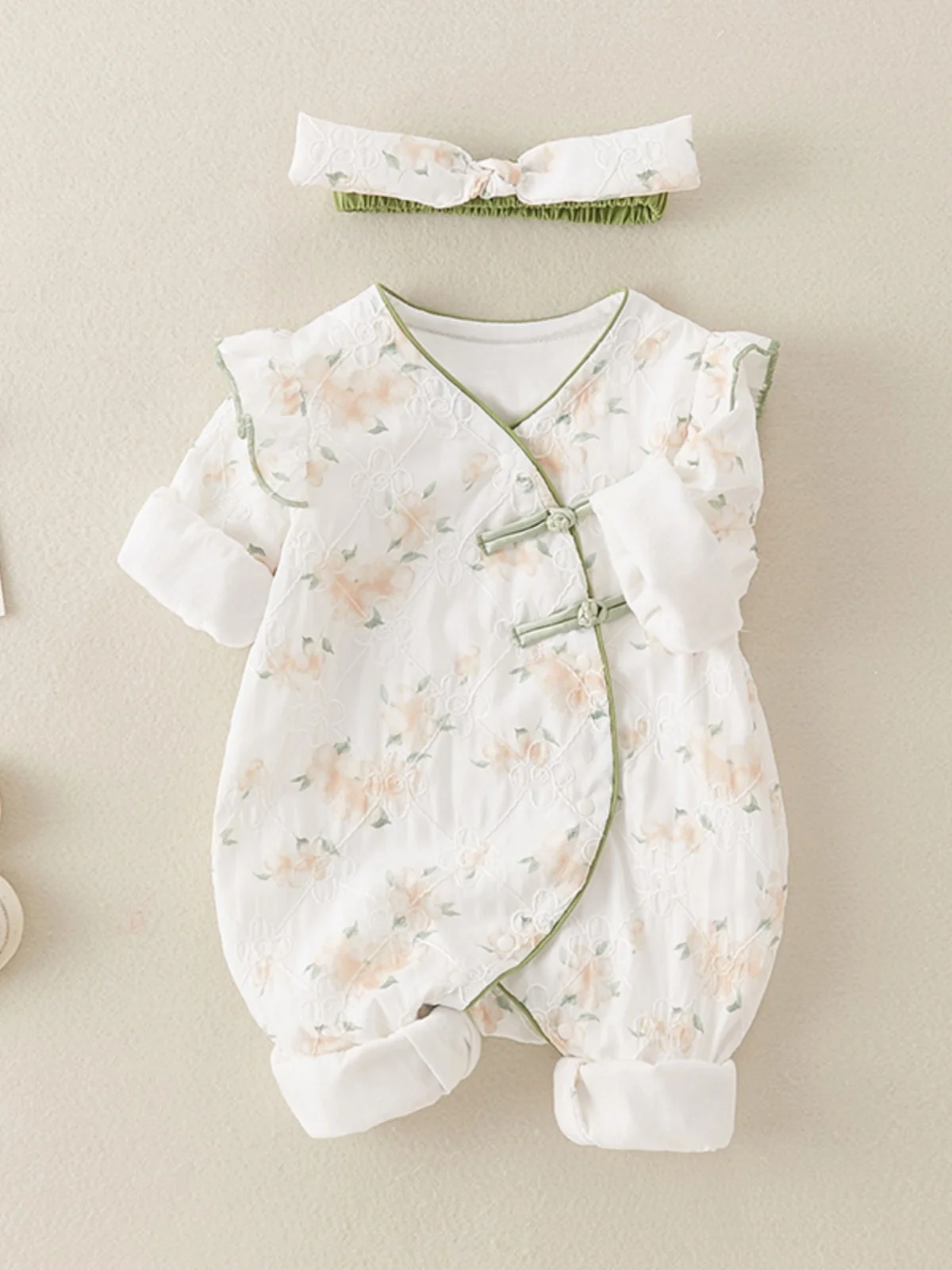 Conjunto de Roupa para Bebê de Primavera e Outono, Macacão Longo com Fechamento de Botão em Camadas Duplas, Roupas Externas em Algodão Respirável, Conjunto de Duas Peças