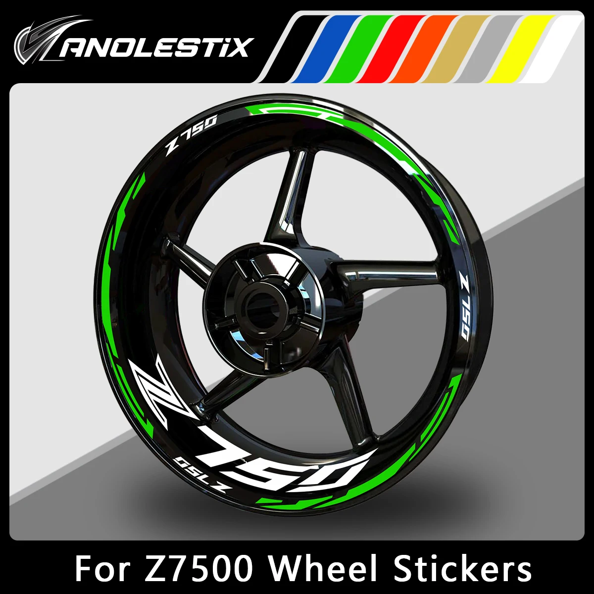 

AnoleStix Reflective Motorcycle Wheel Sticker Hub Decal Rim Stripe Tape For Kawasaki Z750