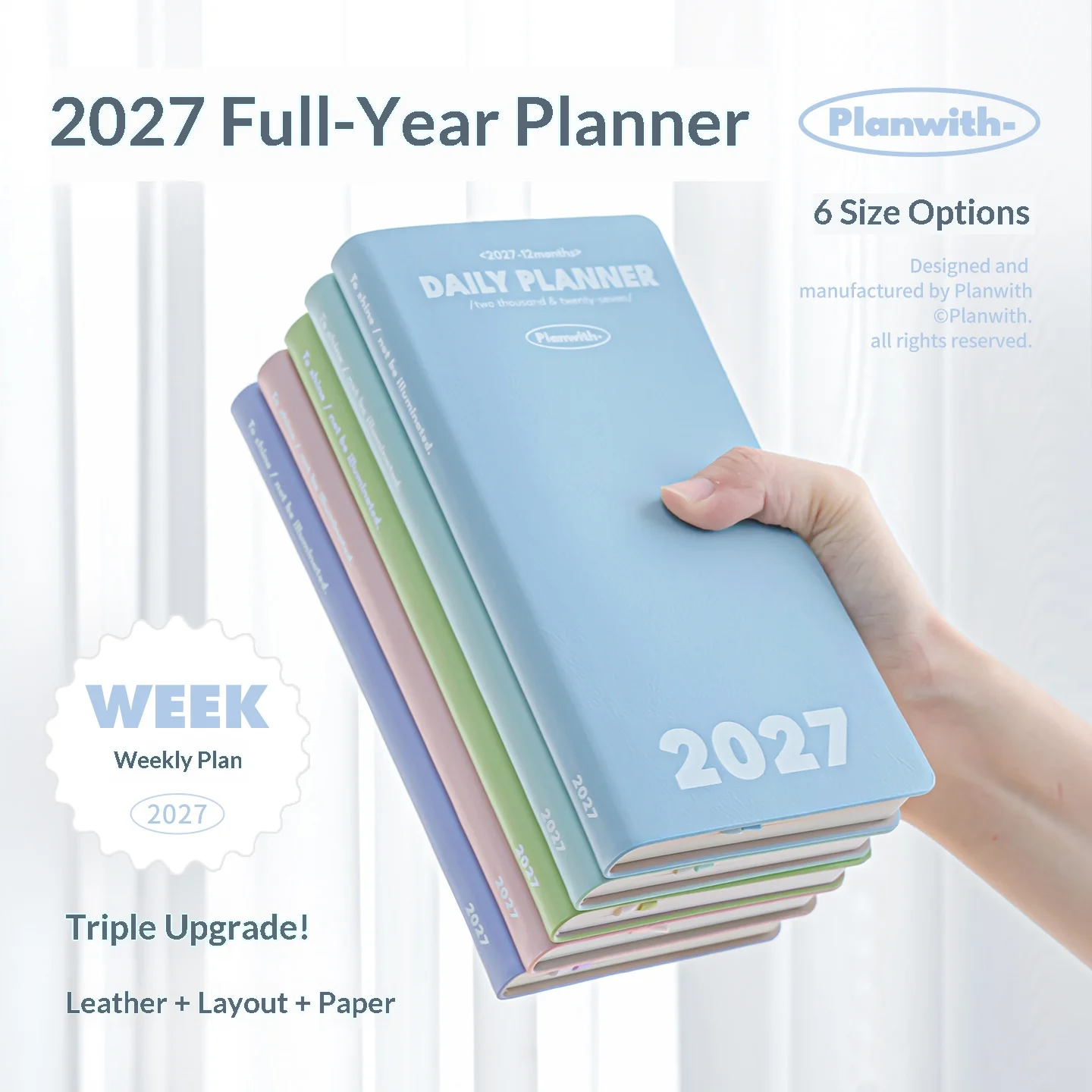 2027 Planwith Weekly Planner Notebook Annual Monthly Weekly Daily Plan Time Management Organizer Office School Stationery