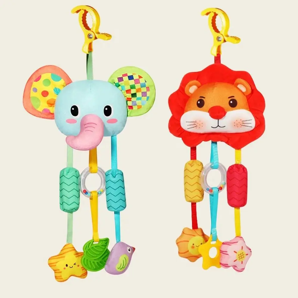 Soft Plush Baby Wind Chime Toy Cartoon Teether Animal Stroller Hanging Pendants Sensory Stimulation Cute Sensory Learning Toys