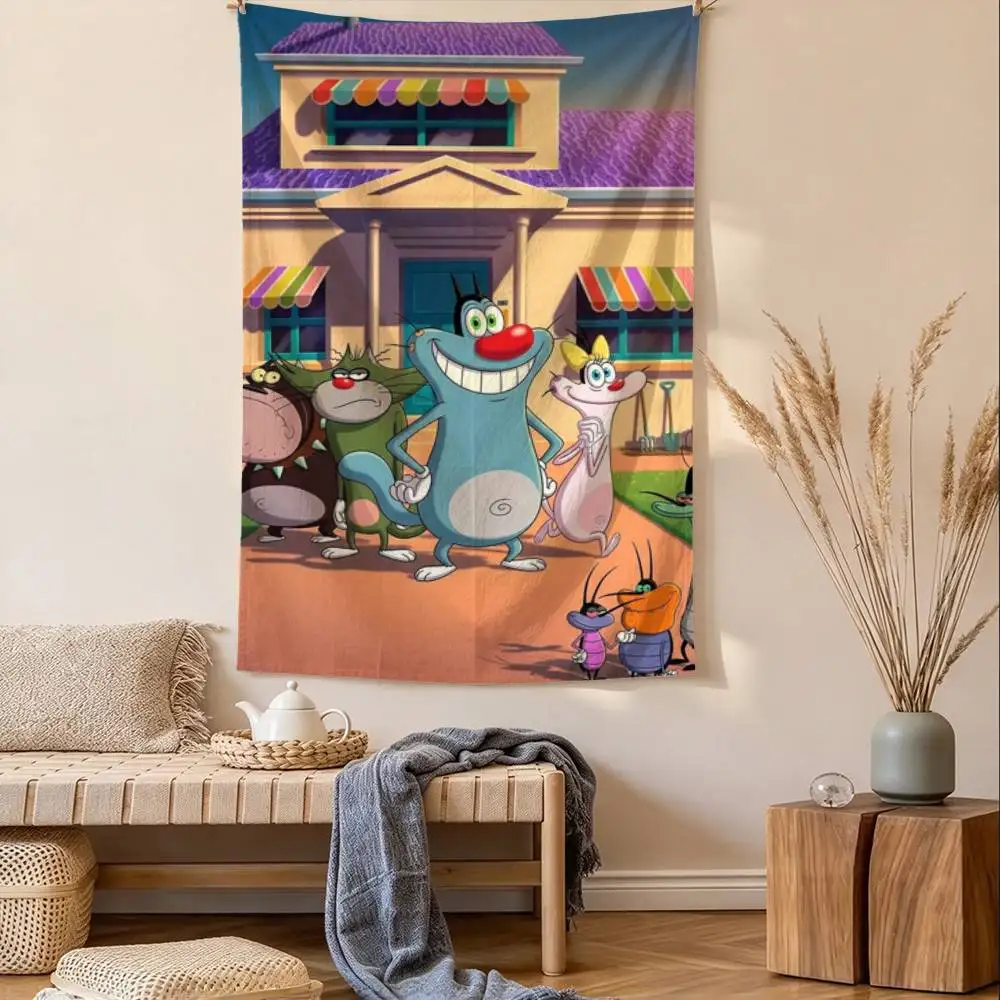 O-Oggy and the C-Cockroaches-S Tapestry Tropical Ocean Wall Hanging for Bedroom Living Room Dorm Home Decor