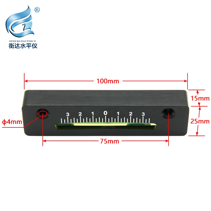 Box type external arc level 10025 high-precision metal bar level aluminum alloy long bar level bubble bead