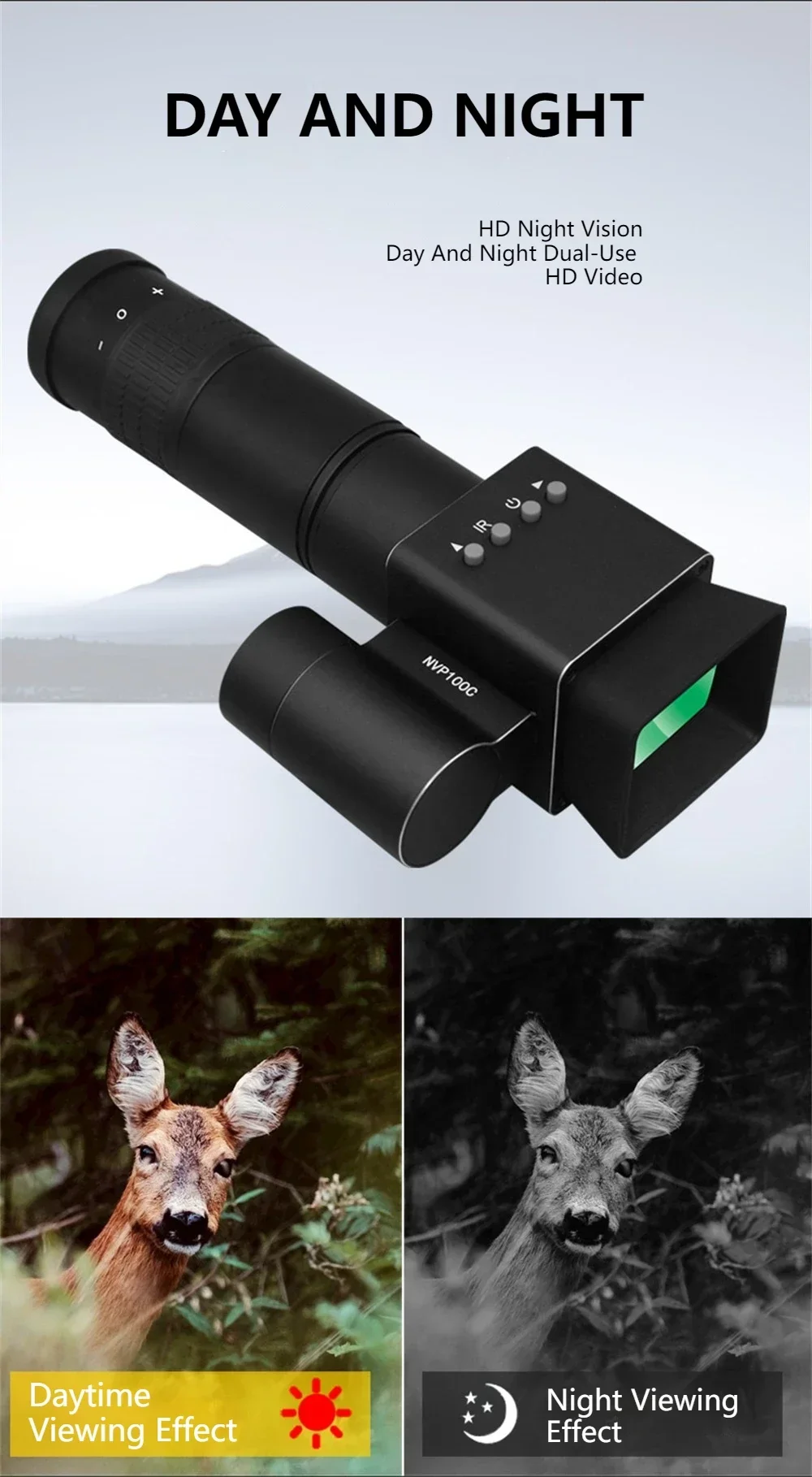 Hunting Riflescope Night Vision 250M Infrared Laser 1080P HD 7X Optical Metals Monoculars Telescope Support Multiple Language