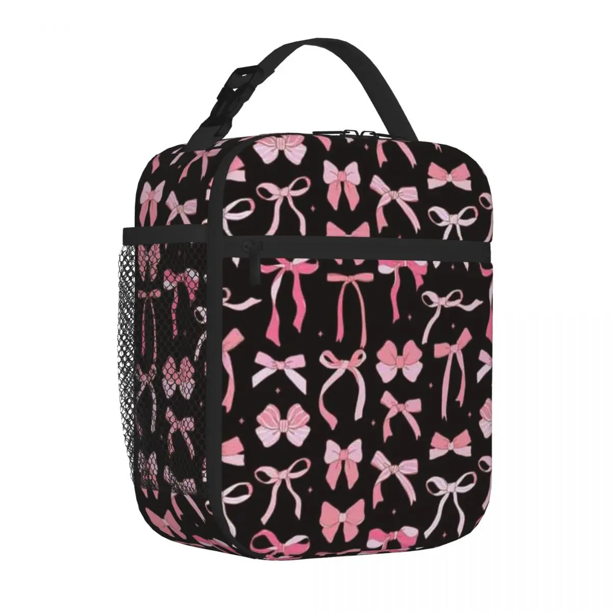 Bestselling Coquette Bows Pink Pattern Zipper Closure Commuter Lunch Bag Office Break Cooler Lunch Bag