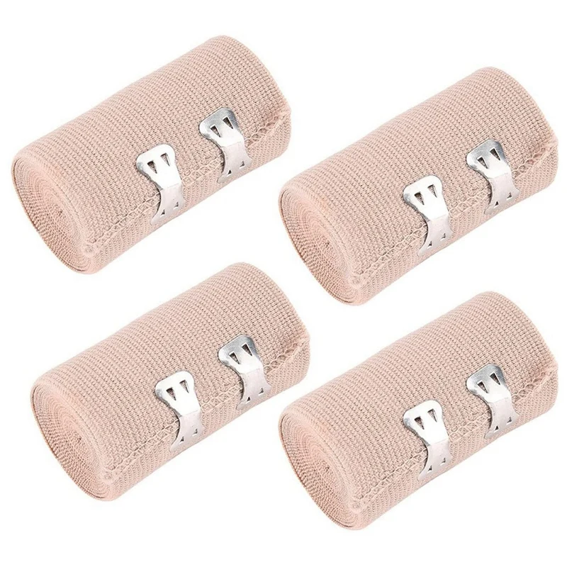 10Pcs Elastic Bandage Wrap Roll 7.5Cmx4.5M Compression Wrap With Additional Metal Clips For Ankle Support First Aid Kits