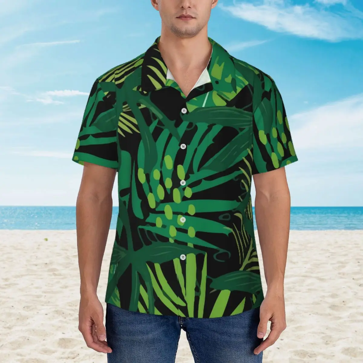 

Tropical Plants Casual Shirt Trending Leaves Retro Hawaii Shirts Men Short-Sleeve Beach Y2K Funny Design Oversized Blouses