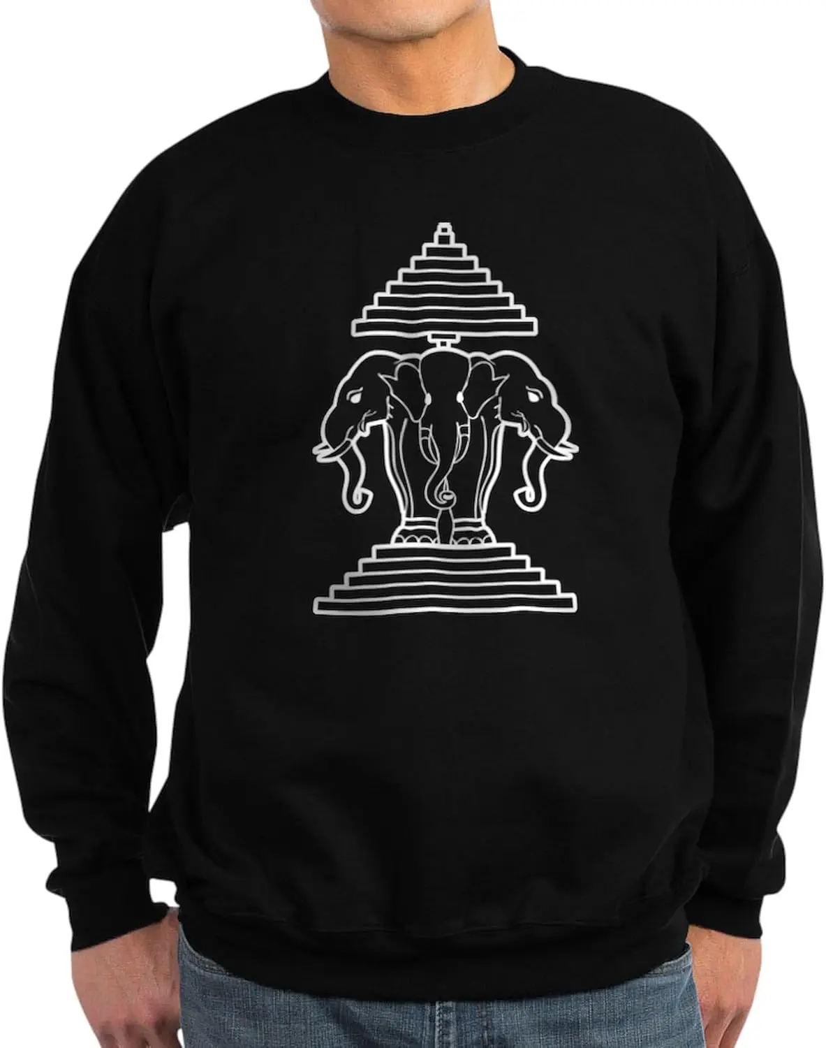 

CafePress Three Headed Elephant Sweatshirt (dark) Classic Crew Neck Sweatshirt