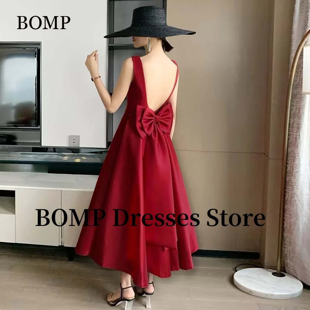 

BOMP Elegant Evening Dresses Bow Backless Bridal Gowns Wedding Dress A-Line Korea Photo Shoot Customized 웨딩드레스