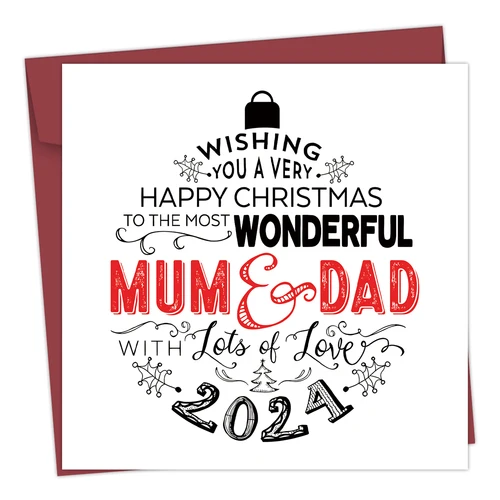 해피 크리스마스 모던 보블 카드, 가장 멋진 엄마와 아빠에게, 엄마, 아빠에게 감사 카드, 크리스마스 인사 카드 선물, 1PC