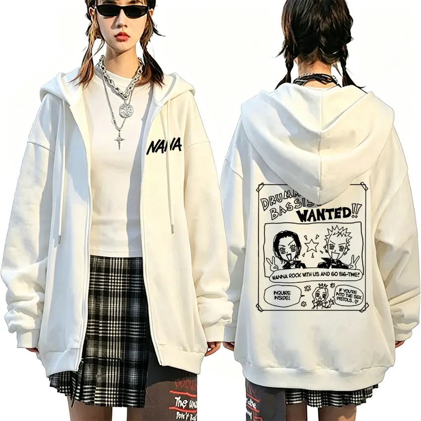 

Japanese Anime Black Stones Ren Honjo Nana Zipper Hoodie Men Women Manga Casual Zip Up Jacket Cosplay Harajuku Zip Up Sweatshirt