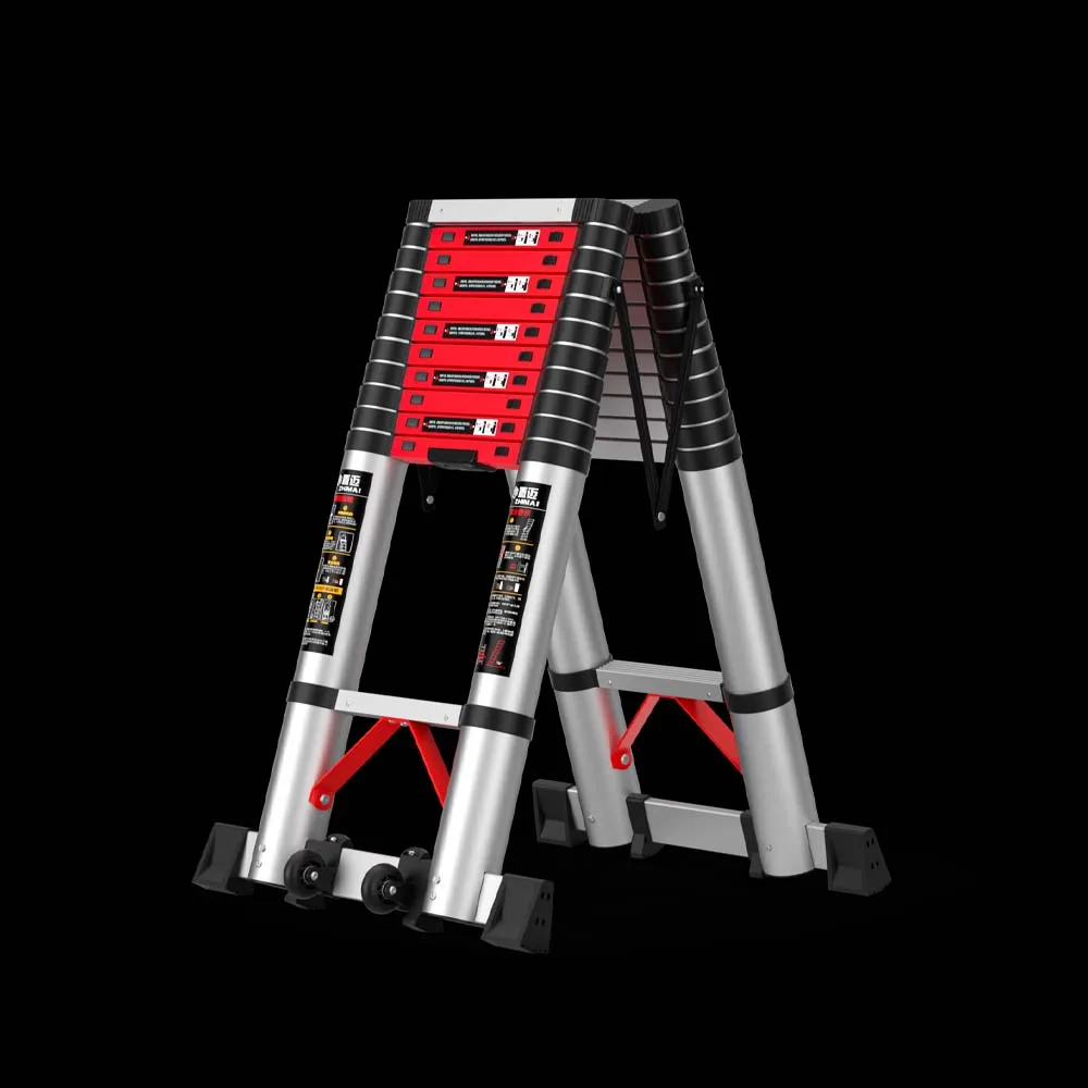 Double Sided Multifunctional Hinge Type Telescopic Ladder, Household Portable Elevator, Thickened Steel Pipe Engineering Ladder