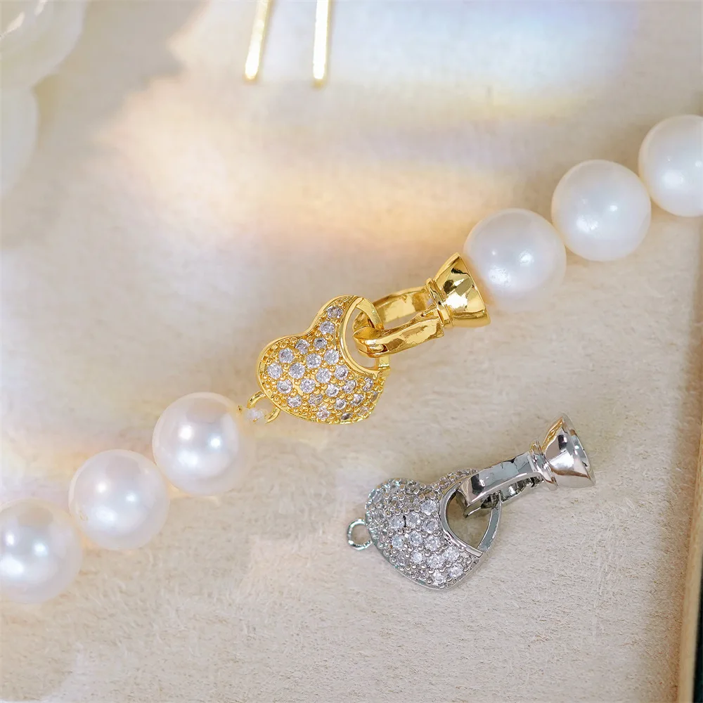

1 Piece Copper Plated Zirconium Heart Pearl Necklace Bracelet Buckle DIY Jewelry Making Materials Accessories Wholesale