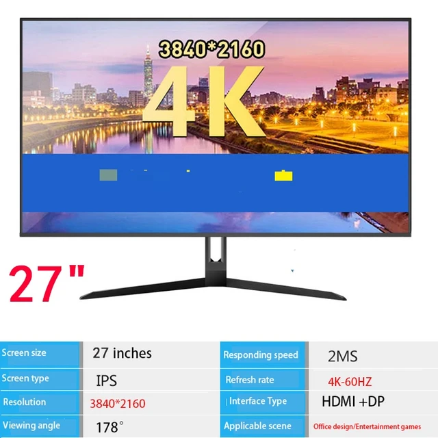 ビデオゲームモニター,4k,27インチ,144hz,165Hz,uhd,PC,湾曲ゲーム,オフィスおよびゲーム用 - AliExpress